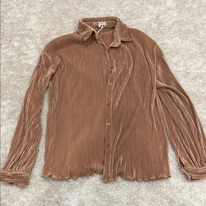 Elegant Brown Pleated Blouse